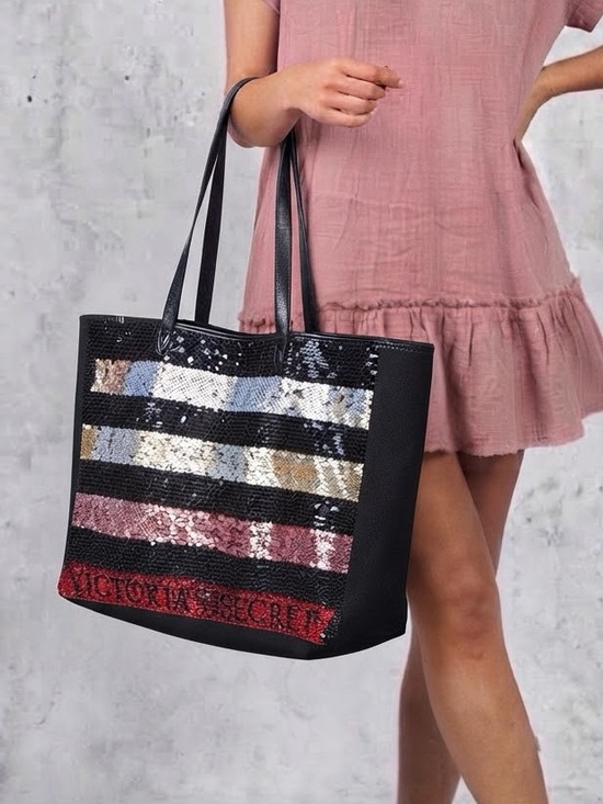 Victoria's Secret Handbags - Victoria's Secret Sequin Stripe Tote